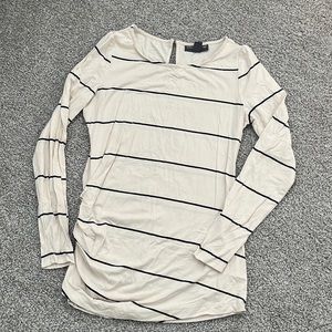 maternity, a pea in the pod cream and black striped top